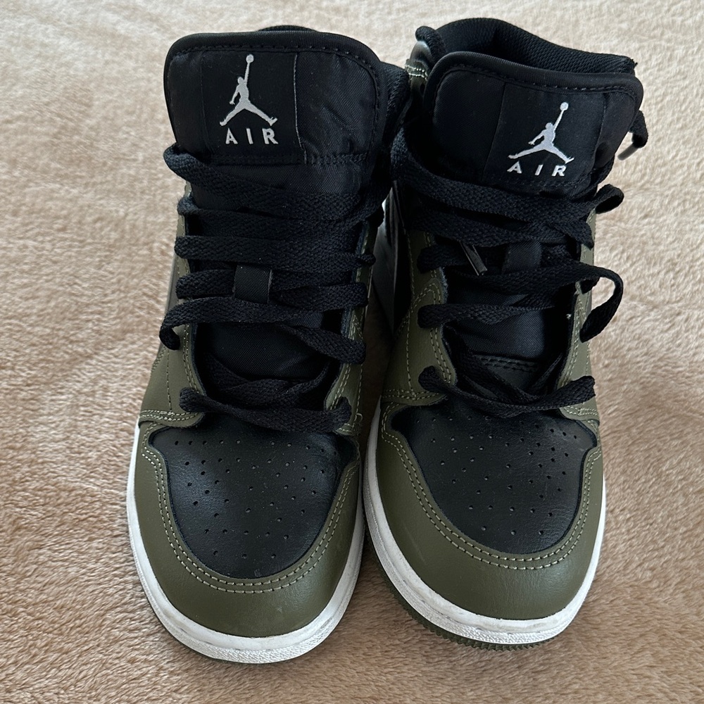Nike Kids High-Top Sneakers in Black and Olive